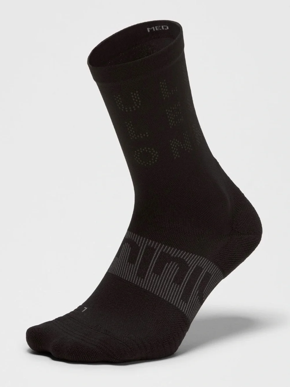 🆕 LULULEMON Power Stride Crew Socks *Reflective Black NWT Unisex
